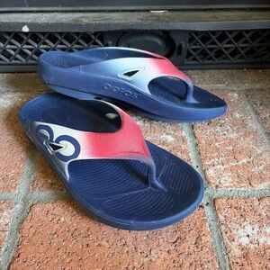 Oofos Blue Unisex Original Sport Sandal Red/White/Blue M-8 W-10